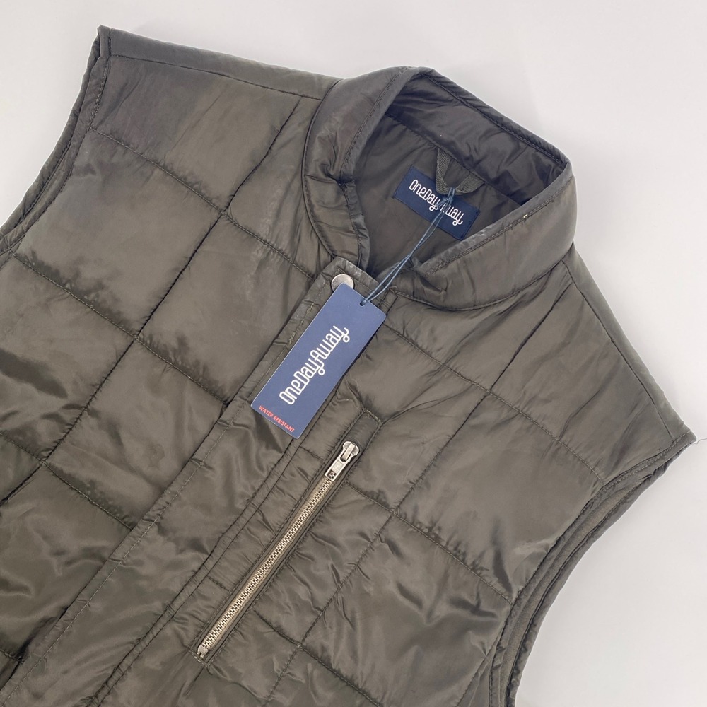 NEW OneDayAway Puffer Vest Mens Large Ivy Green Quilted Water Resistant Gorpcore